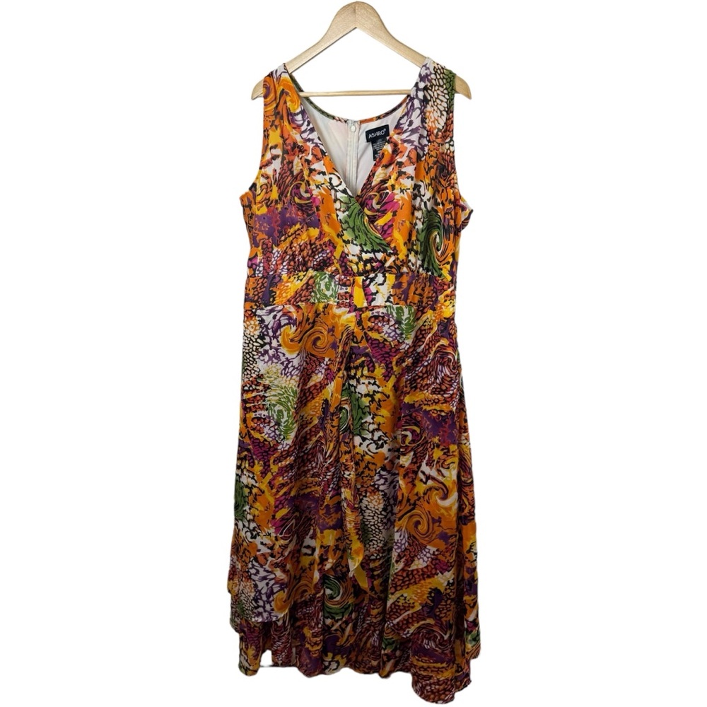 Ashro Long Dress Size 26W Plus Size Abstract Summer Sleeveless Maxi Midi